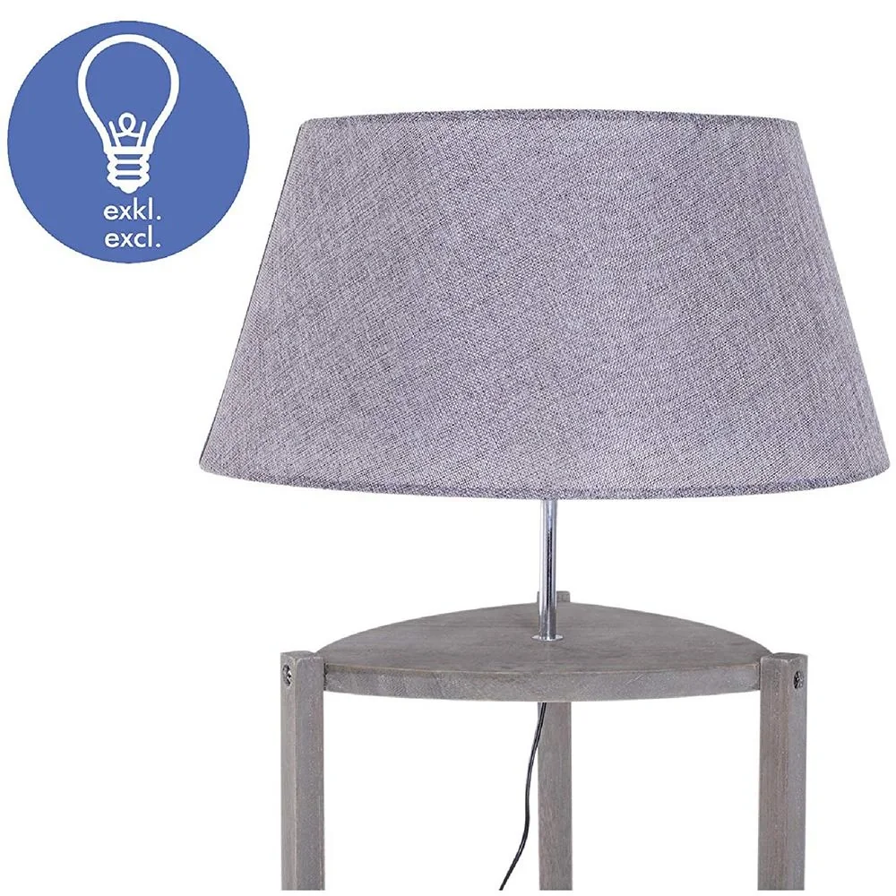 Stehlampe Stehleuchte Lampenschirm 40W Skandinavisch Holz + Leinen grau 46 x 46 x 158,5 cm - 7