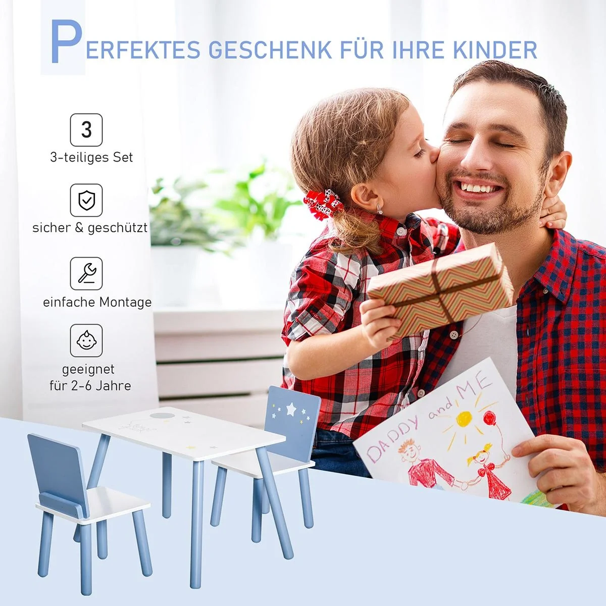 3-teilige Kindersitzgruppe mit Sternen-Design blau, weiß - 10