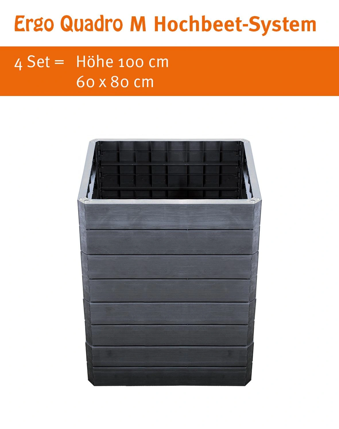 Ergo Quadro M Hochbeetsystem anthrazit, Höhe: 25 cm, 60 x 80 cm - 12