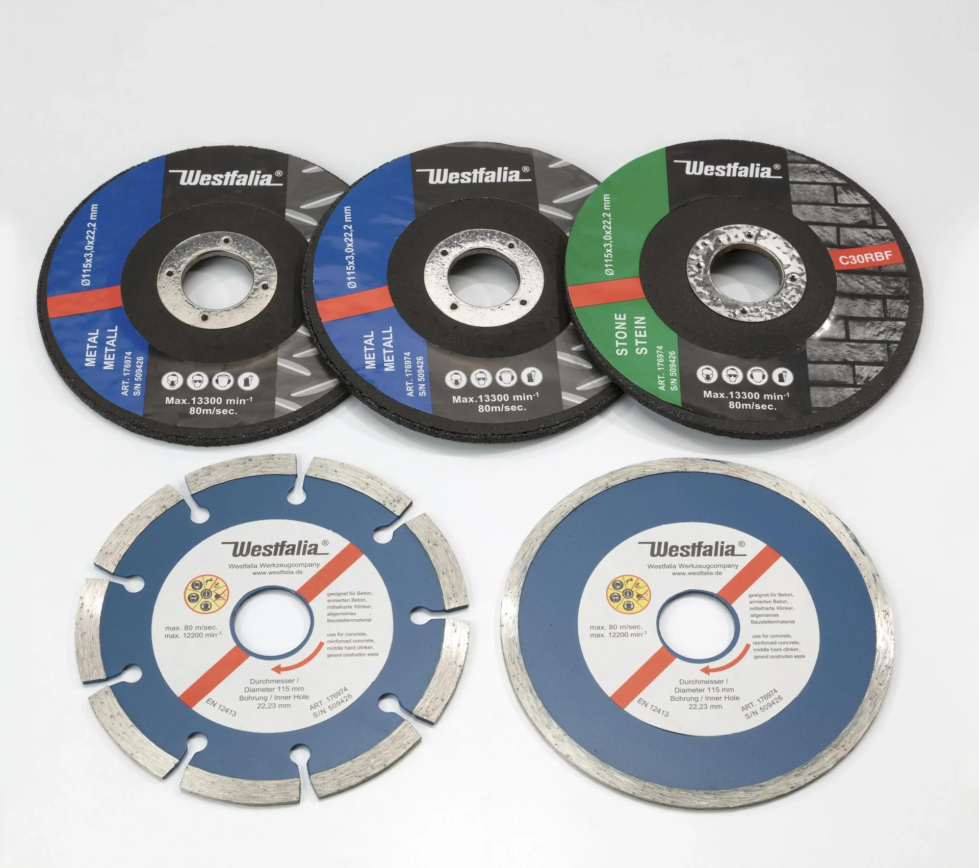 Trennscheiben Satz 115 mm - 7 tlg. - für Metall, Steine und Fliesen - 6