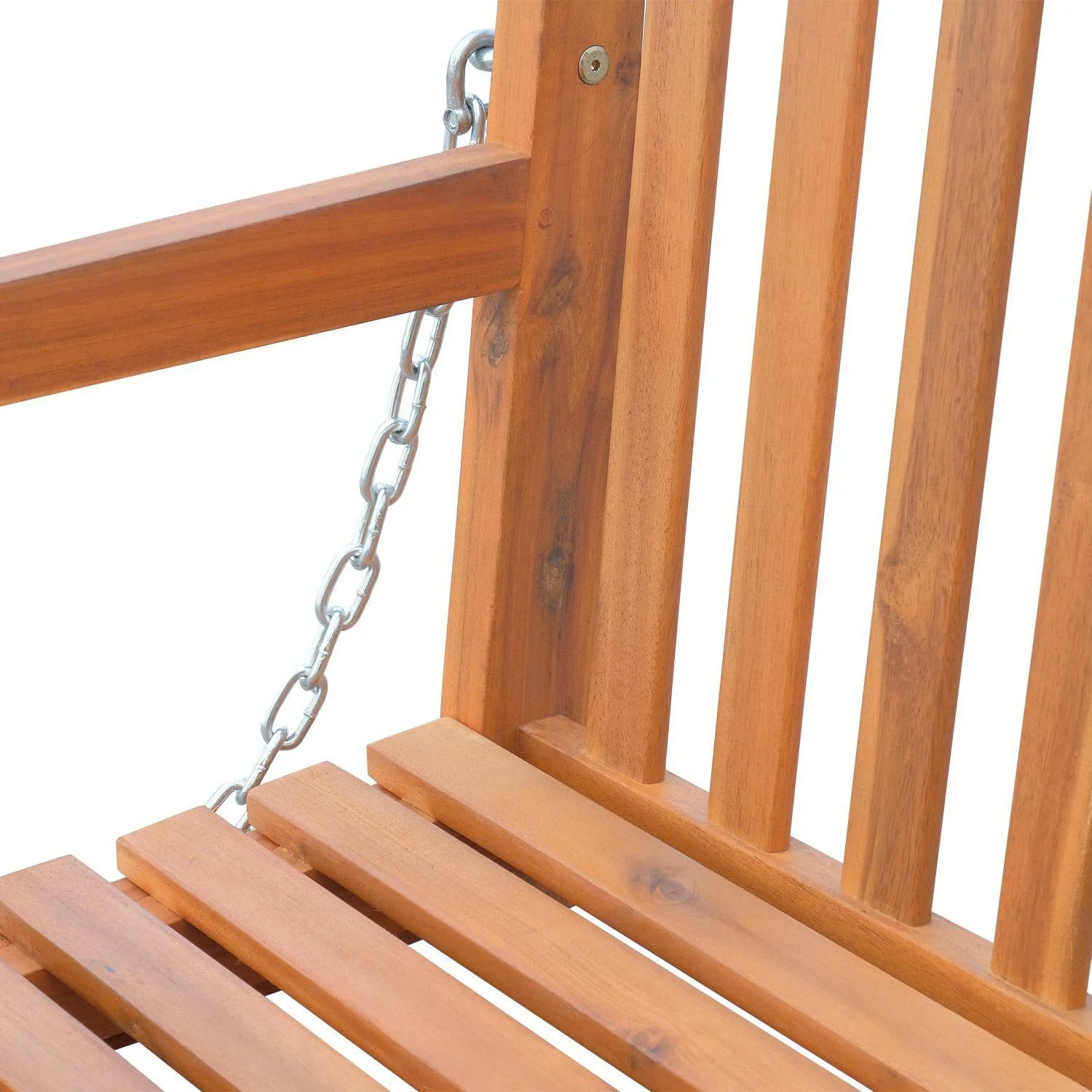 Hängebank Gartenschaukel 2-Sitzer mit Ketten Holz Braun - 7