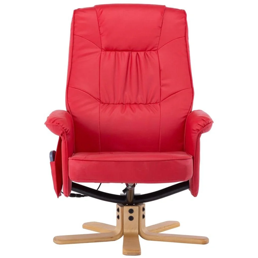Massageliege verstellbar mit Fußhocker Kunstleder rot - 8