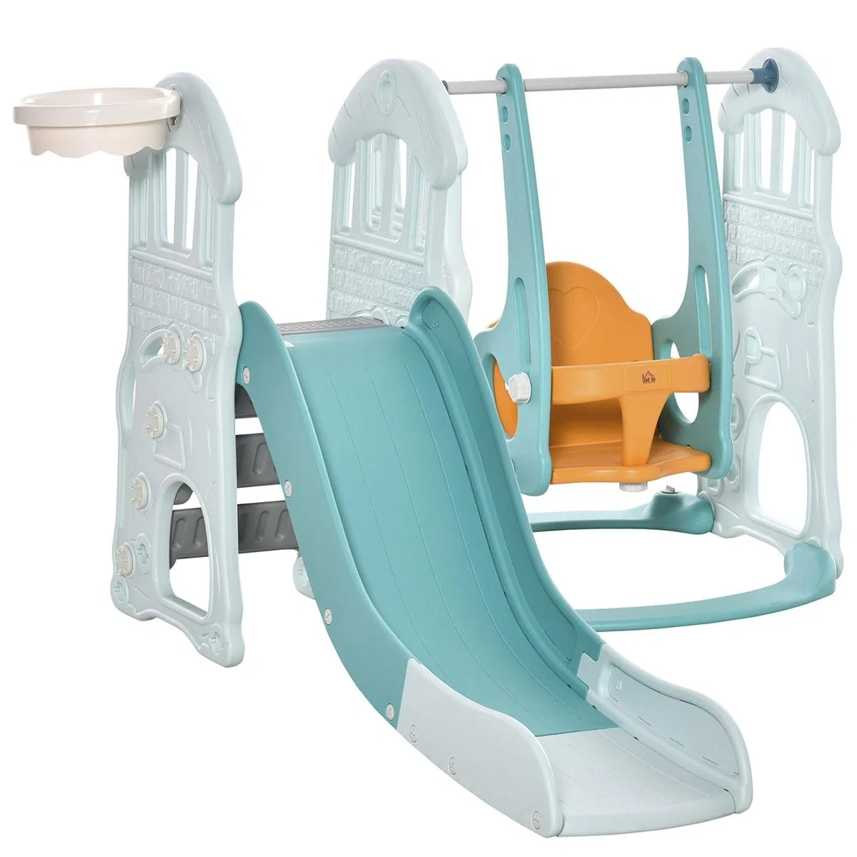 3 in 1 Kinderrutsche Kinderschaukel Set Spielturm für Kinder 18 bis 48 Monaten Kinder Spielplatz mit Basketballkorb HDPE - 4