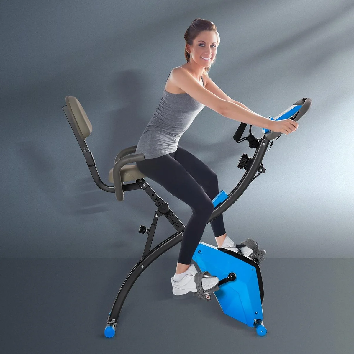 Heimtrainer 2-in-1 Fahrradtrainer LCD-Display klappbarer Hometrainer Trimmrad mit 8 stufig einstellbarem Magnetwiderstan - 4