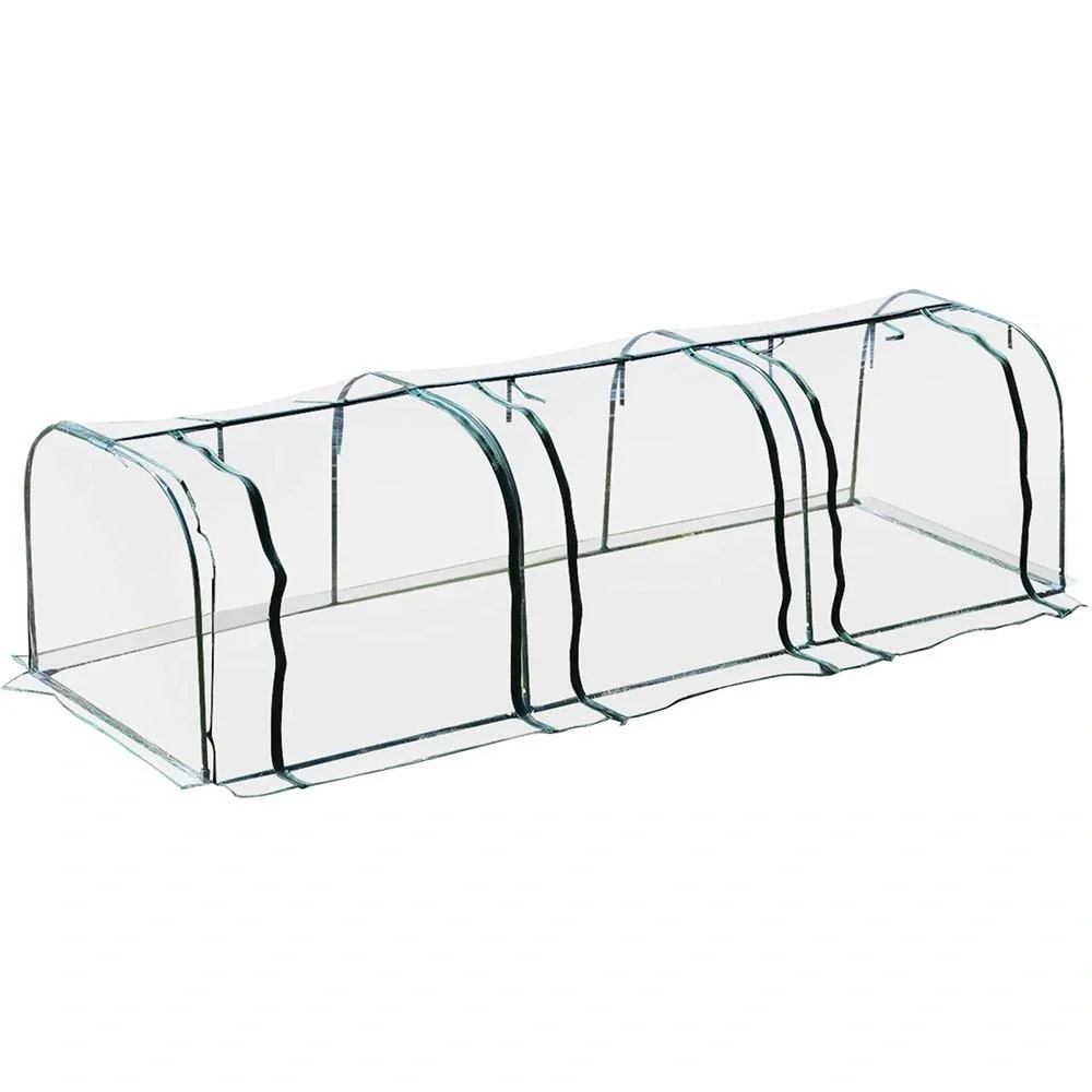 Folientunnel mit 3 Türen transparent/dunkelgrün - 3