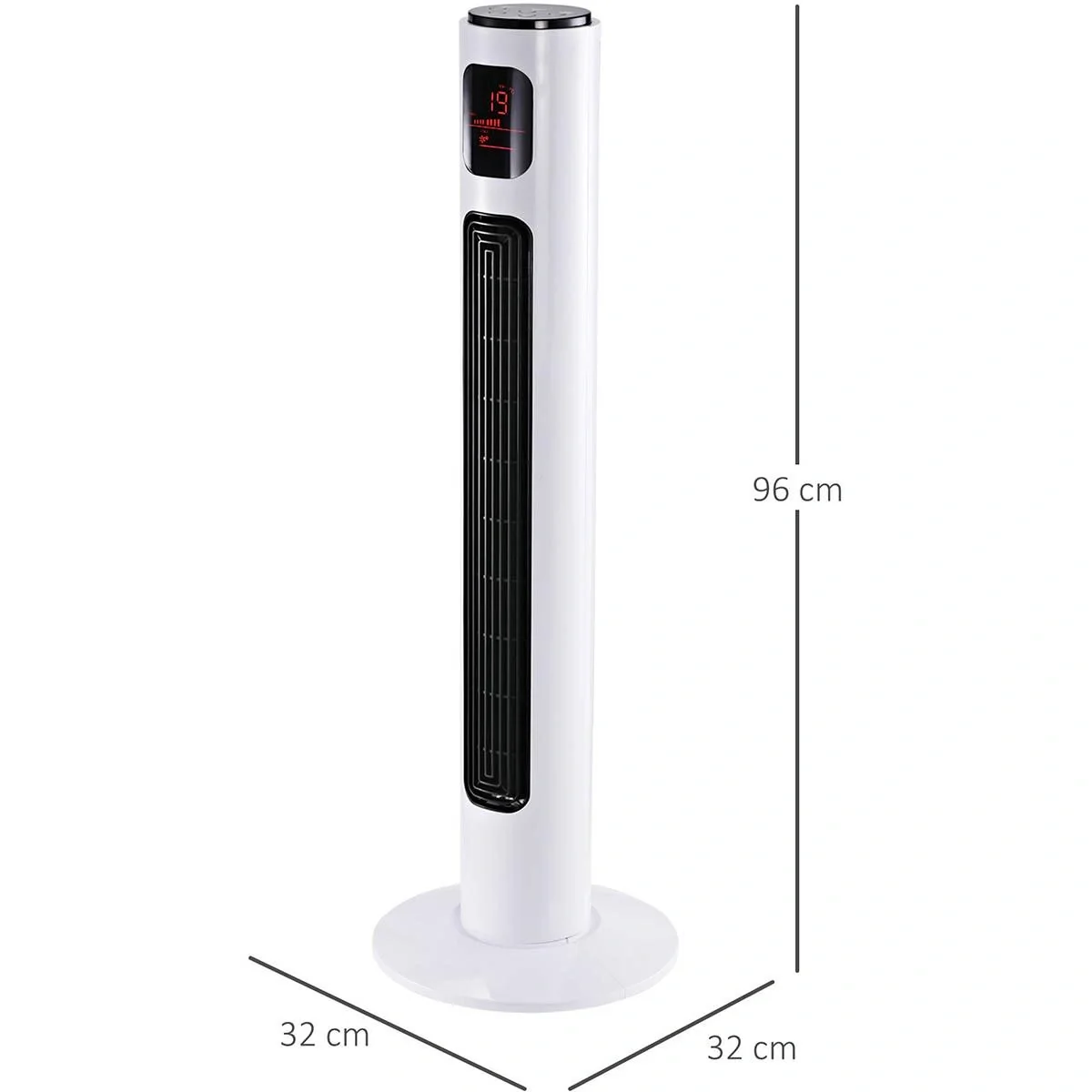 Turmventilator 70° oszillierender Standventilator 96 cm Säulenventilator 45 W 3 Modi ABS-Kunststoff Weiß+Schwarz - 6