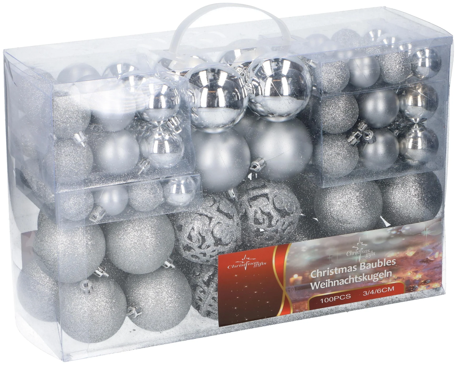 Weihnachtskugeln, silber, 100 Stück - 3
