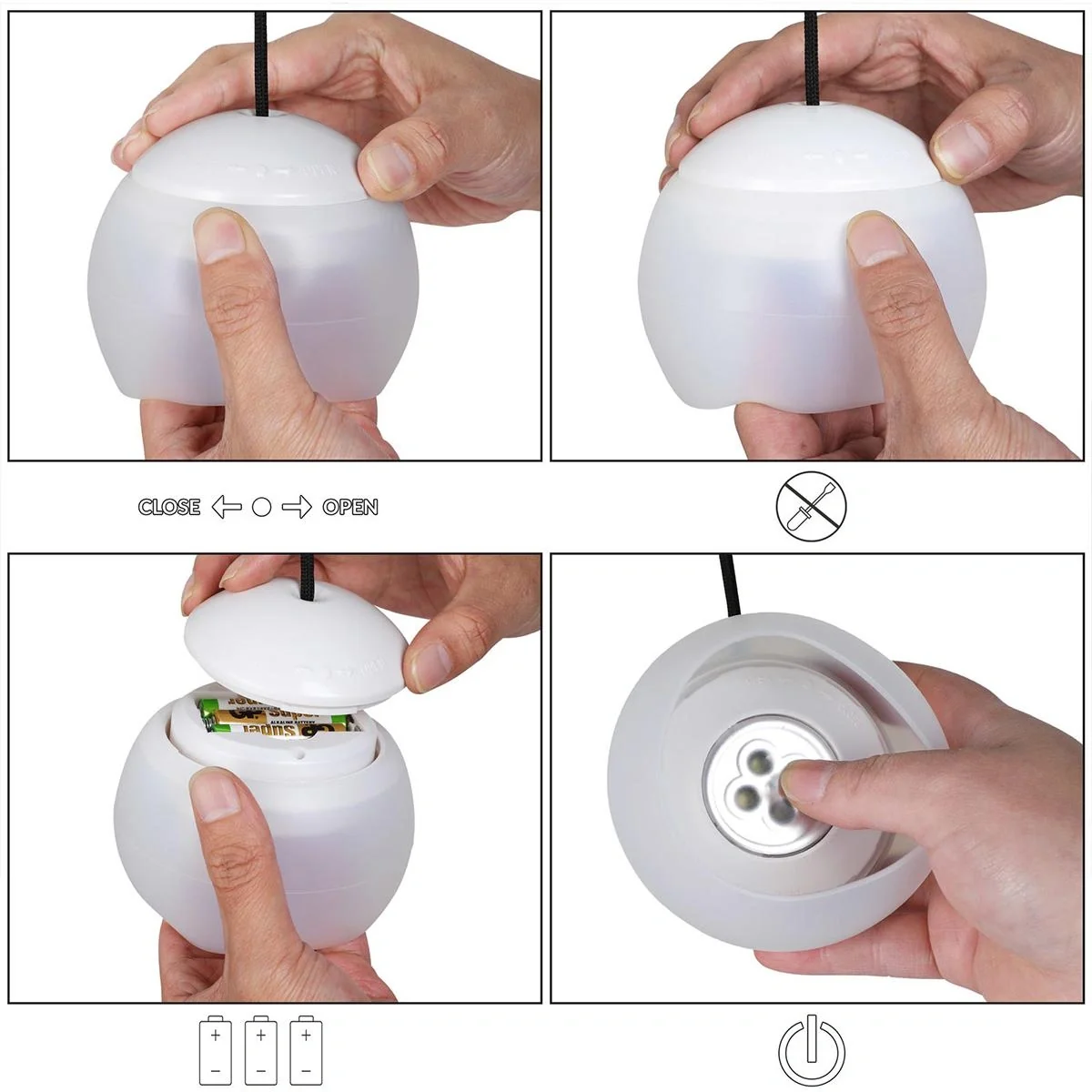 LED-Hängelampe - Außen- und Innenbeleuchtung - mit Haken - 4er-Set - 7