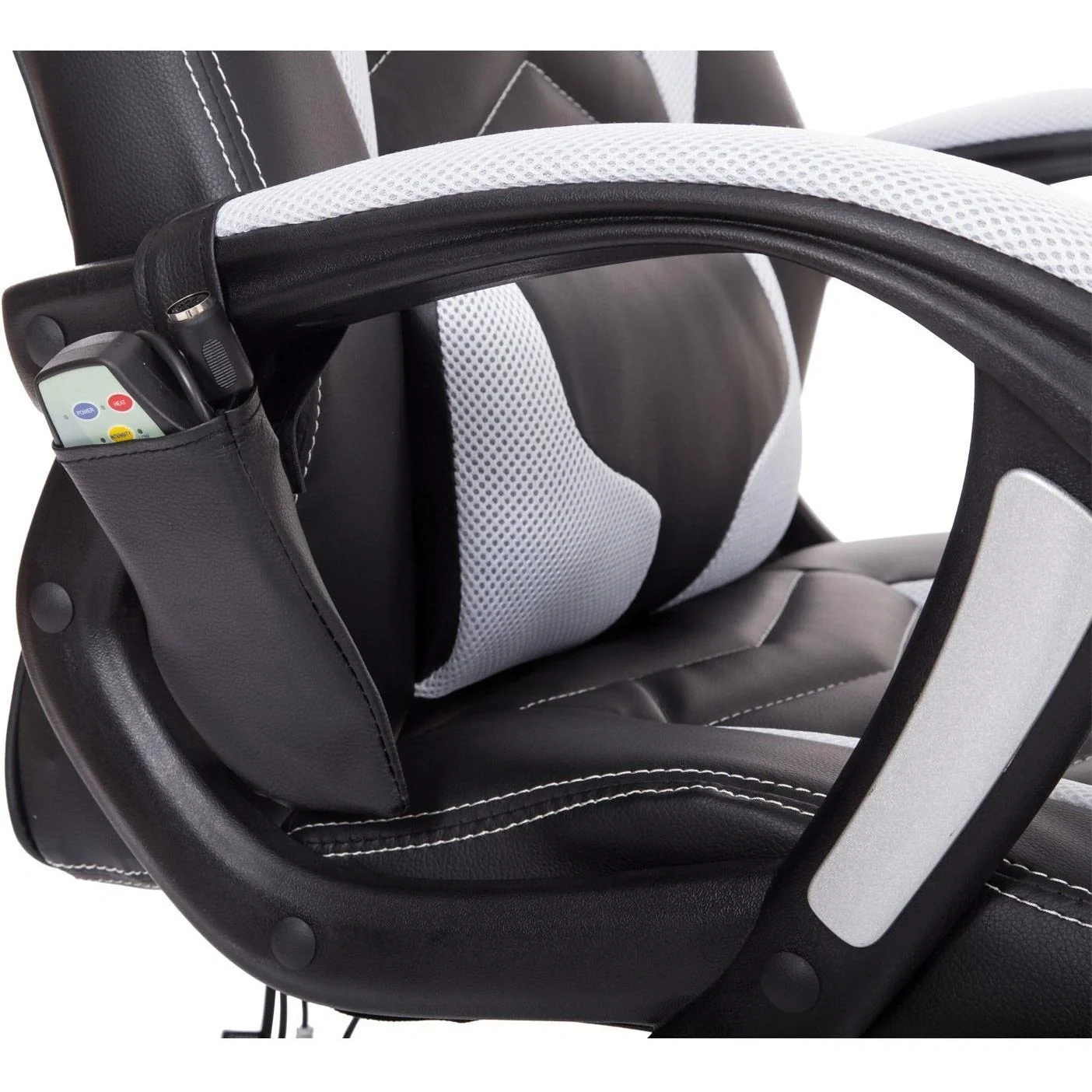 Bürostuhl Gaming Stuhl mit Massage- und Wärmefunktion schwarz-weiß - 9