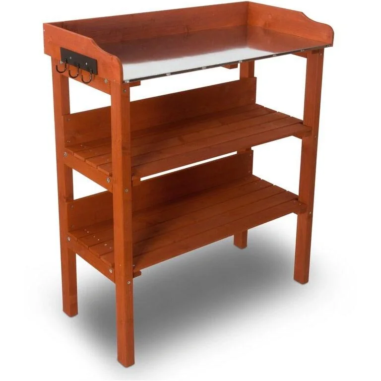 Garten Blumentisch für Pflanzen - mit Zinkplatte - 92x76x37 cm - 1