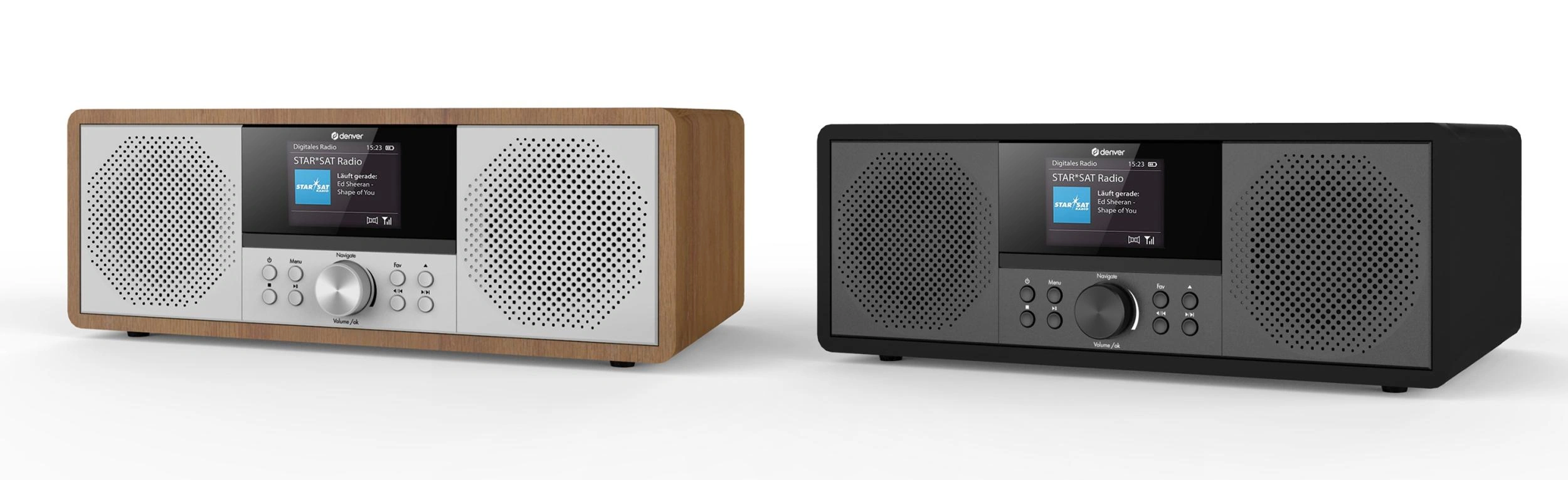 Internet Radio mit DAB+ UKW und CD Spieler, Bluetooth Funktion, dunkles Holz - 2