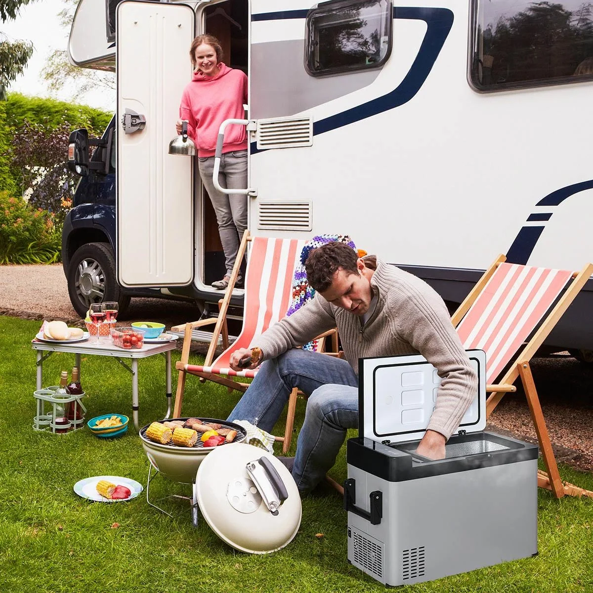 Kühlbox Electric - 50Liter - mit LCD-Display und 2 Betriebsarten - 110-240V - Grau/Schwarz - 5