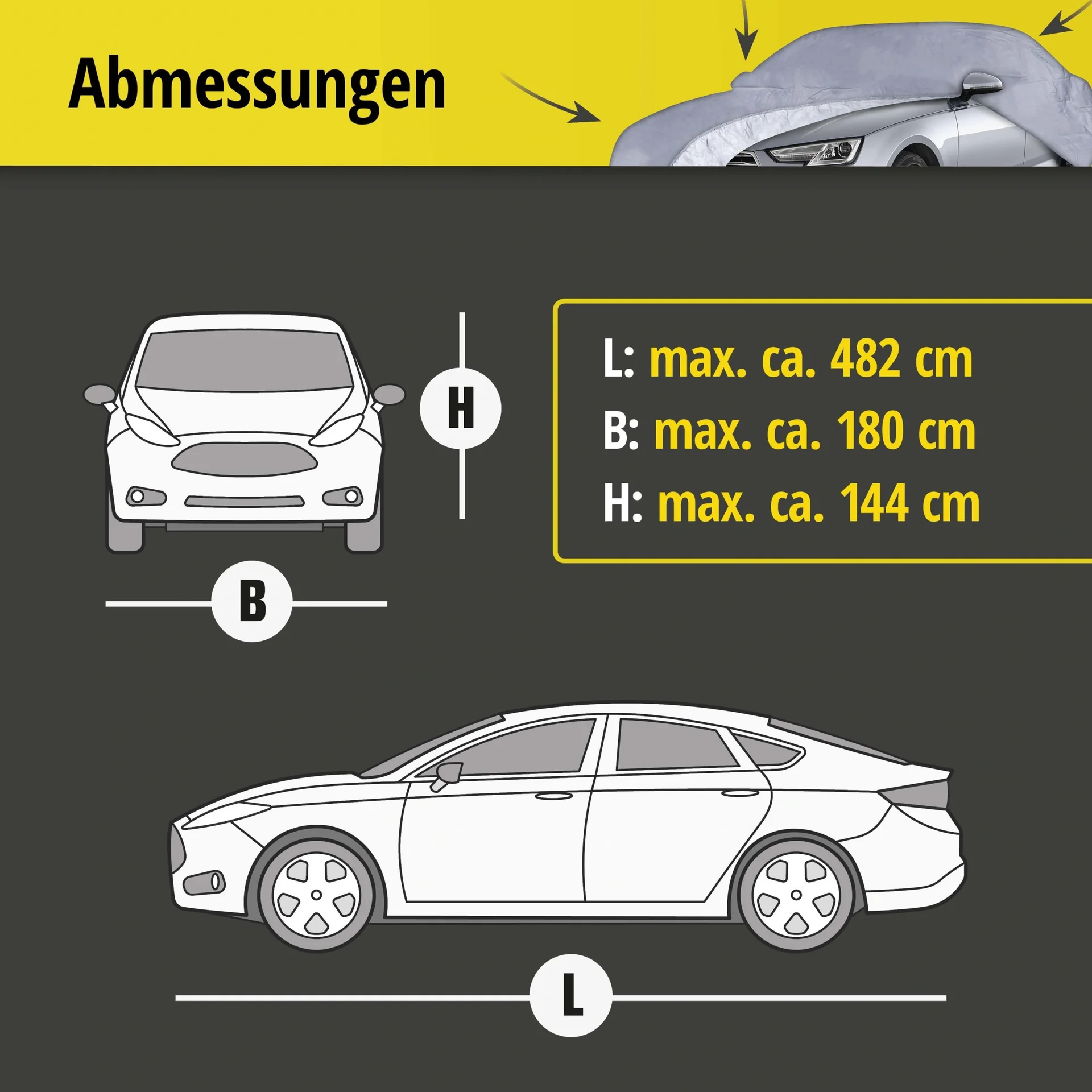 Autoabdeckplane all weather - Größe 6 - 482x180x144cm - PVC beschichtet - 11