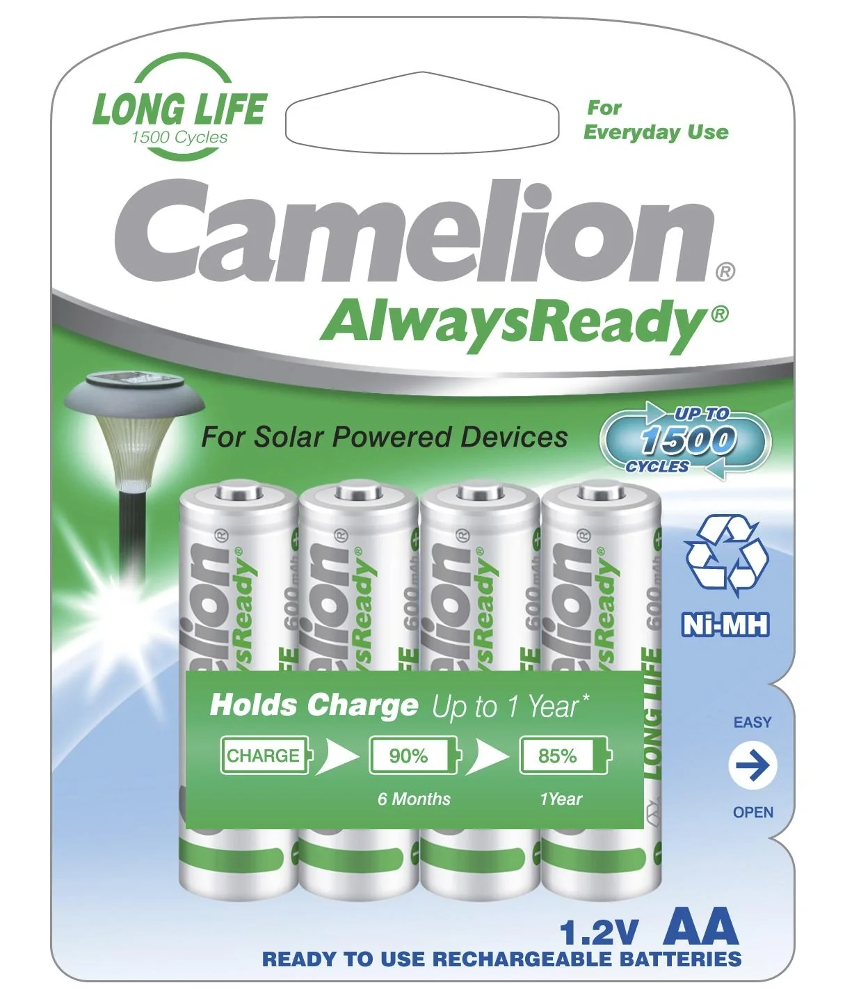 AlwaysReady Solar NiMH Akku Mignon (AA) mit 600mAh - 4 Stück - 2