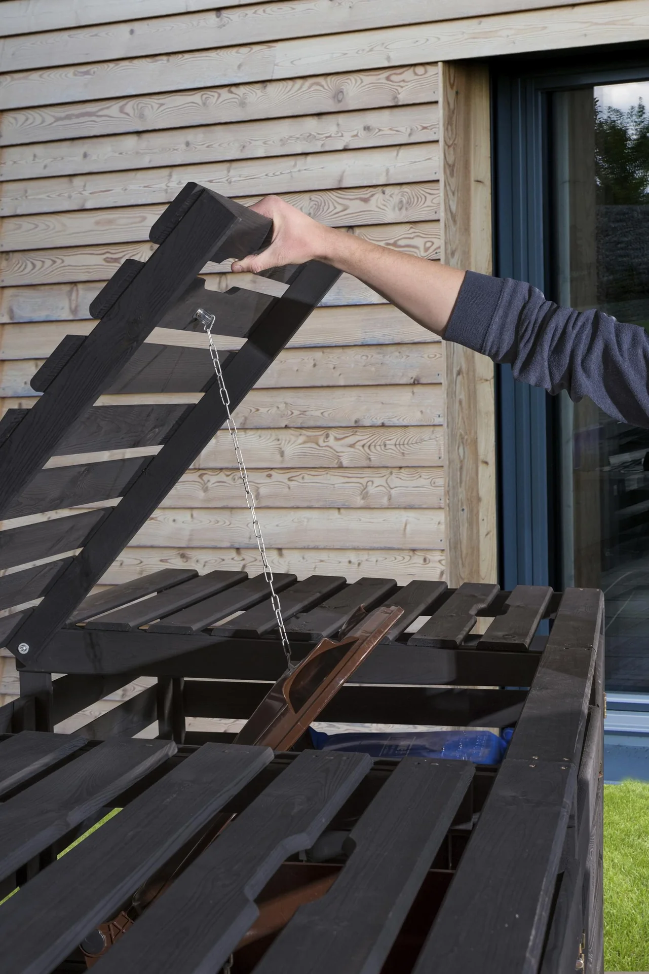 Mülltonnenbox für 2 Tonnen a 240 L, anthrazit imprägniert - 4