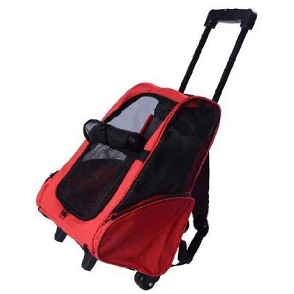2in1 Hundetrolley Transporttasche Tragetasche Tiere Rucksack Trolley rot - 6
