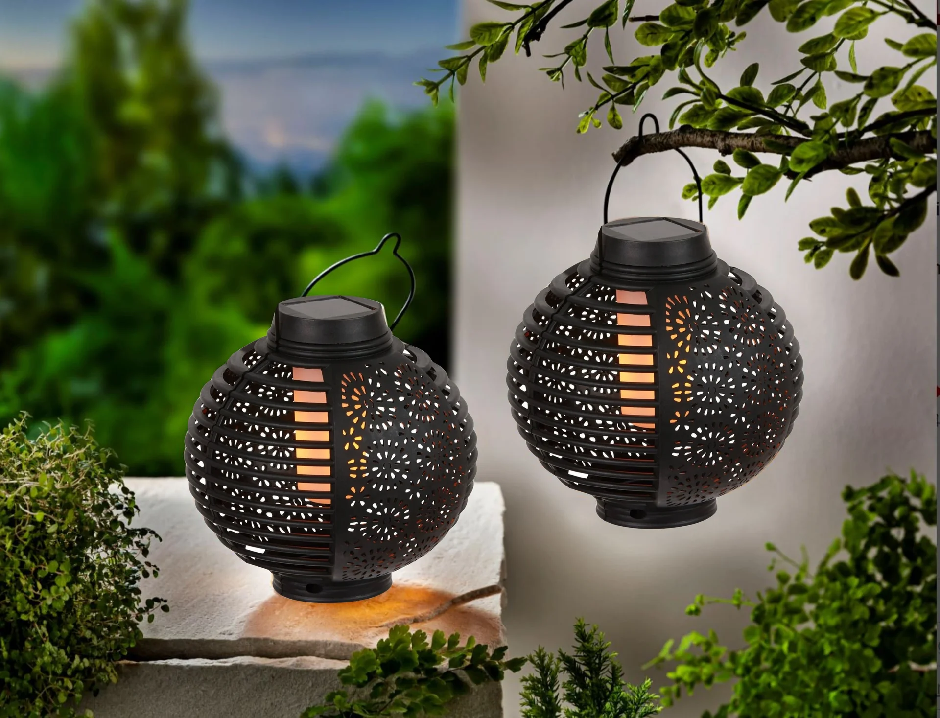 Solar-Laternen "Flame" schwarz, 2er-Set - 4