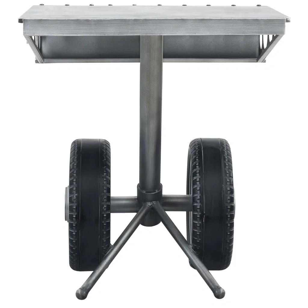 Beistelltisch mit Rad-Design 53x40x60 cm Eisen silber-schwarz - 6