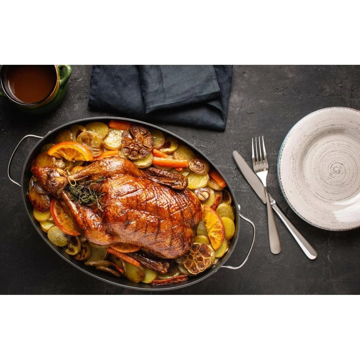 Mehrzer - Ovale Bratpfanne mit Grillrost und Glasdeckel - 36 cm - 5