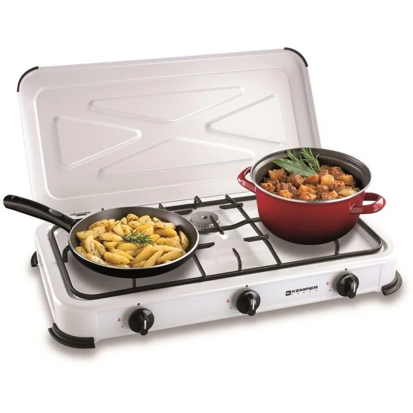 Gasherd mit 3 Brennern aus Edelstahl - 3,65 kW - 2