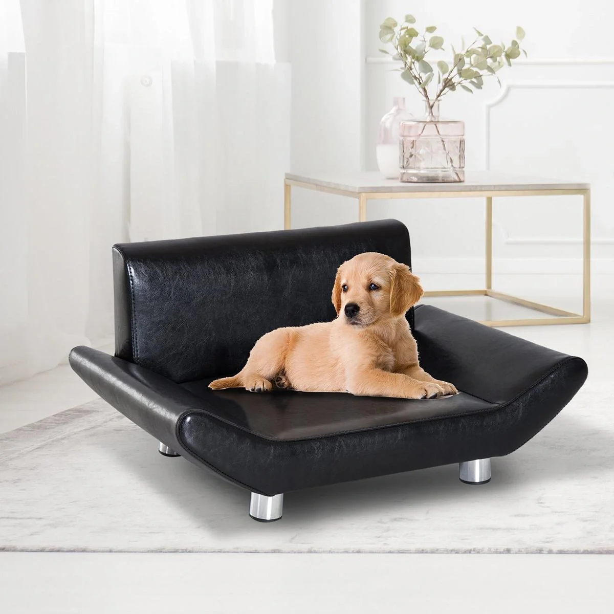 Haustiersofa in Lederoptik schwarz - 3