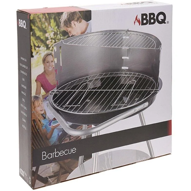 BBQ Holzkohlegrill - Ø 51,5 cm - Edelstahl - Schwarz - Auf Rädern - 4