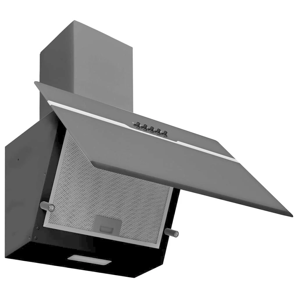 Wandhaube 60 cm aus Edelstahl und gehärtetem Glas schwarz - 3