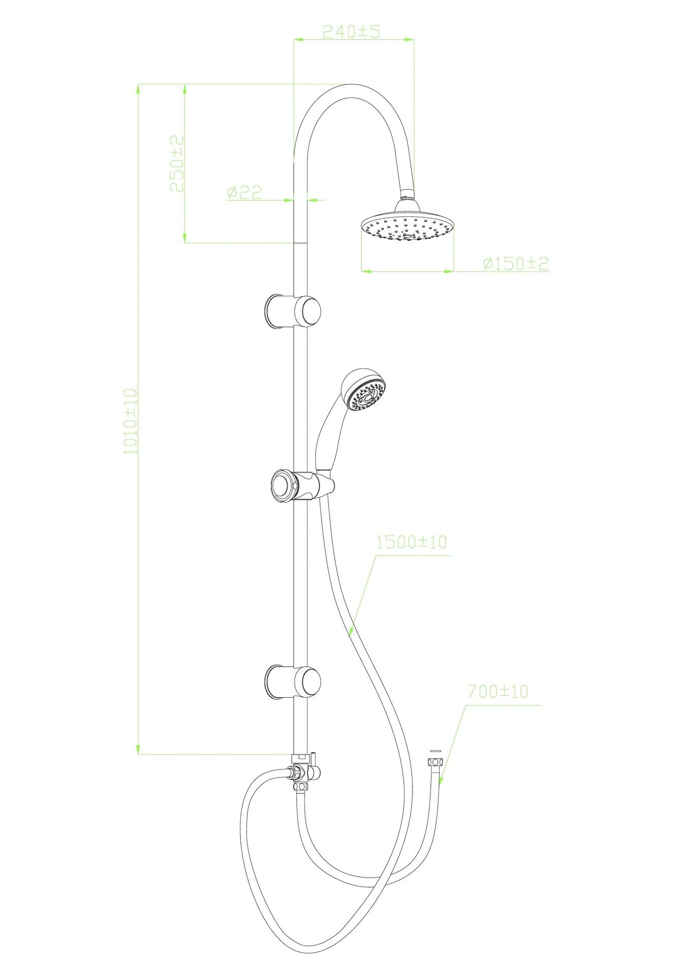 JAMAICA FRESH Überkopf-Brauseset, chrom - 4