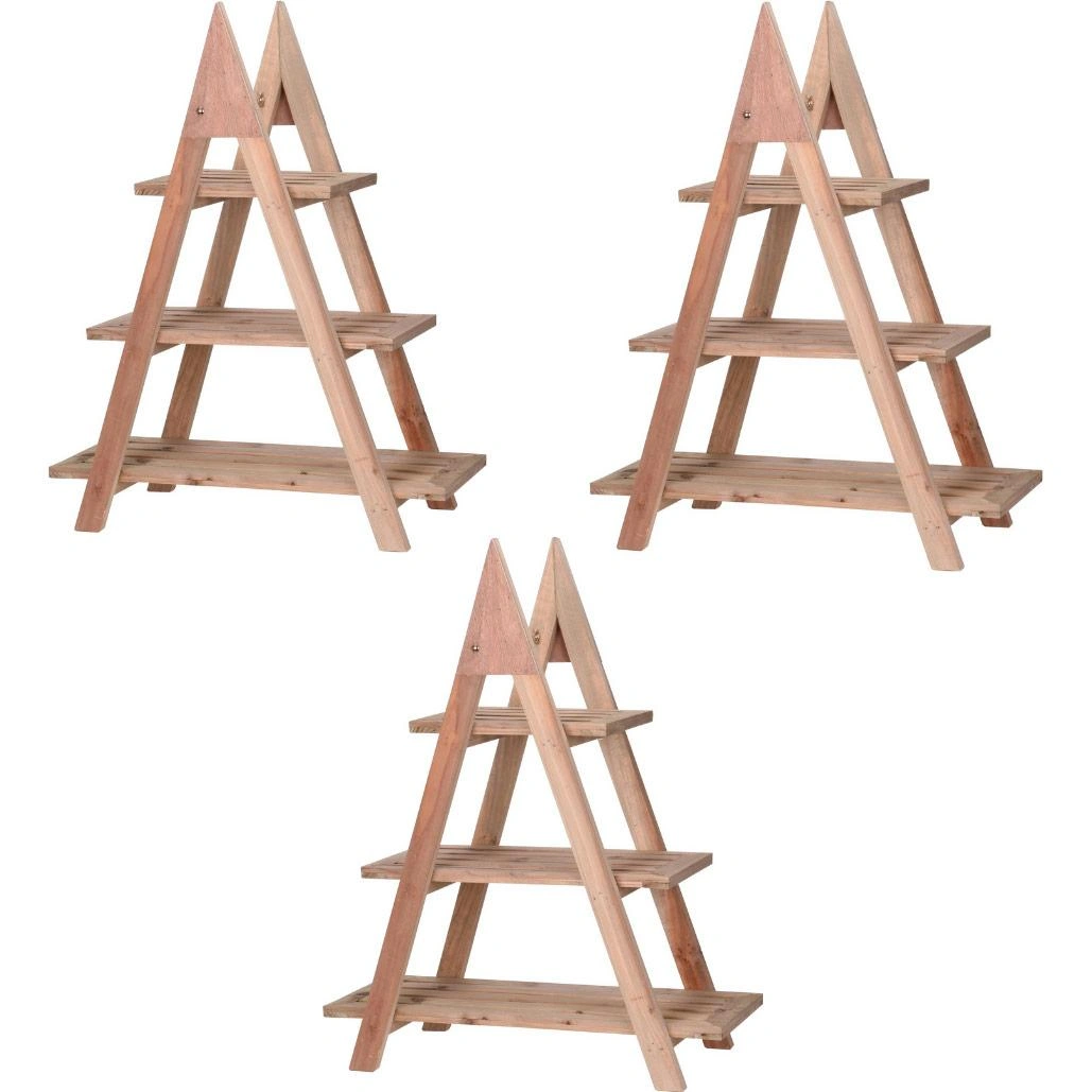 Ambiance Pflanzenregal - Holz - 3 Ebenen - Dreieck - 3 PACKUNGEN - 1