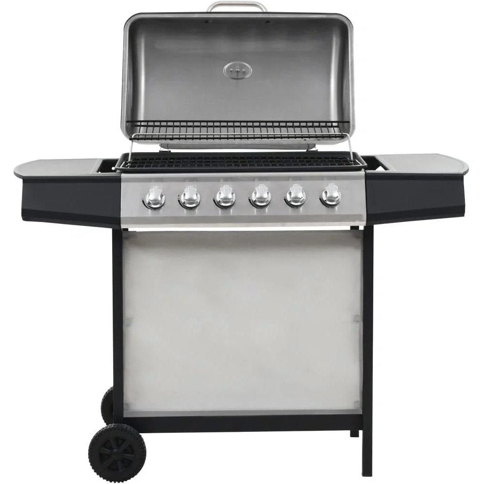Gasgrill mit 6 Kochstellen aus Edelstahl silber - 3