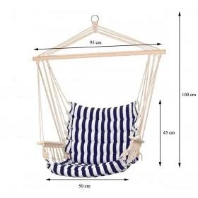 Pro Garden Hängesessel - Hängematte - Schaukelstuhl - für 1 Person - Outdoor - Marineblau/Weiß - 50x45x100cm - 3