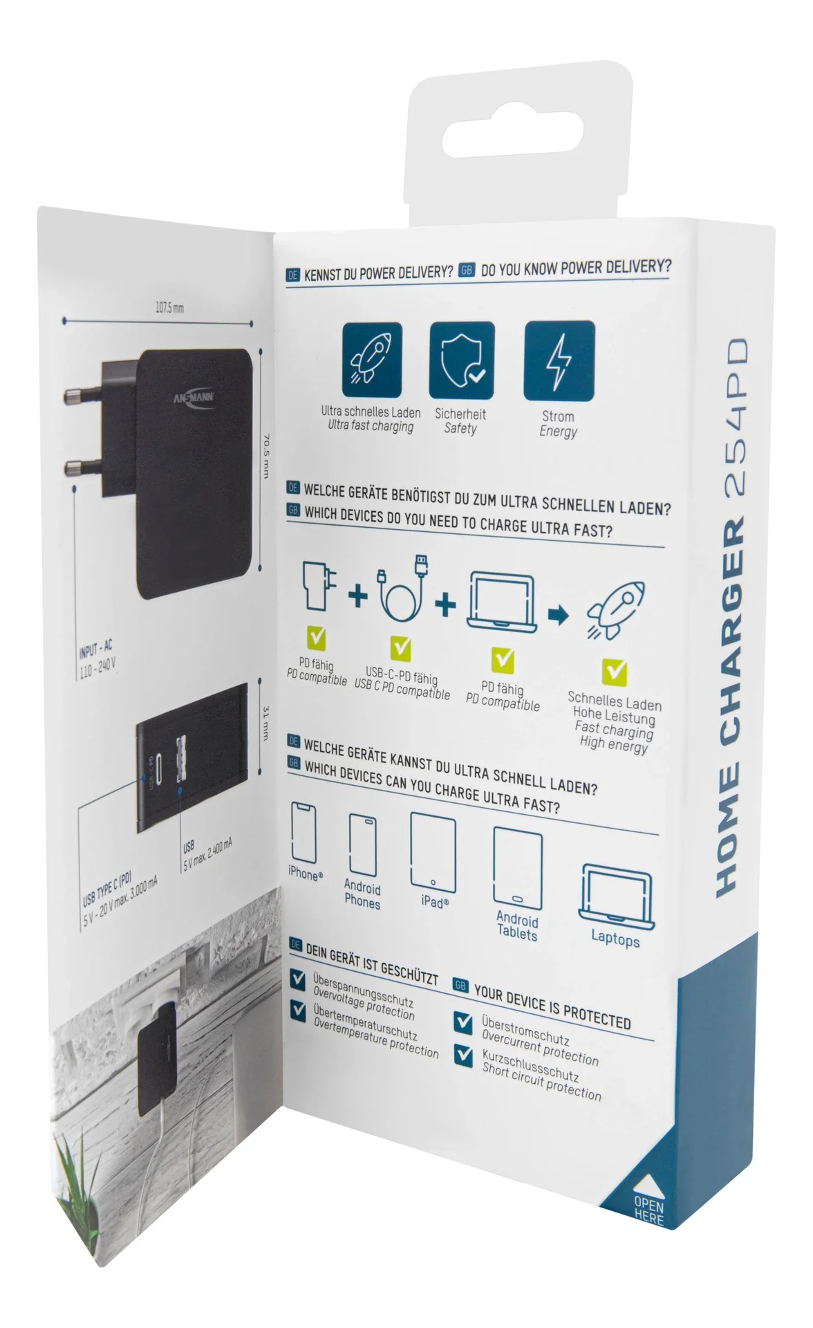 USB Ladegerät USB-A und USB-C mit 60 Watt - 12