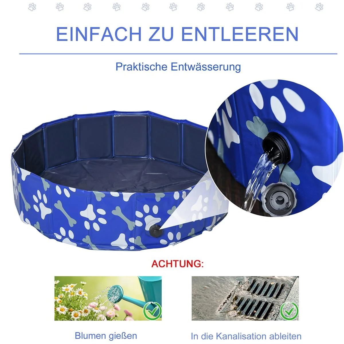 Hundepool mit Wasserablassventil blau - 1