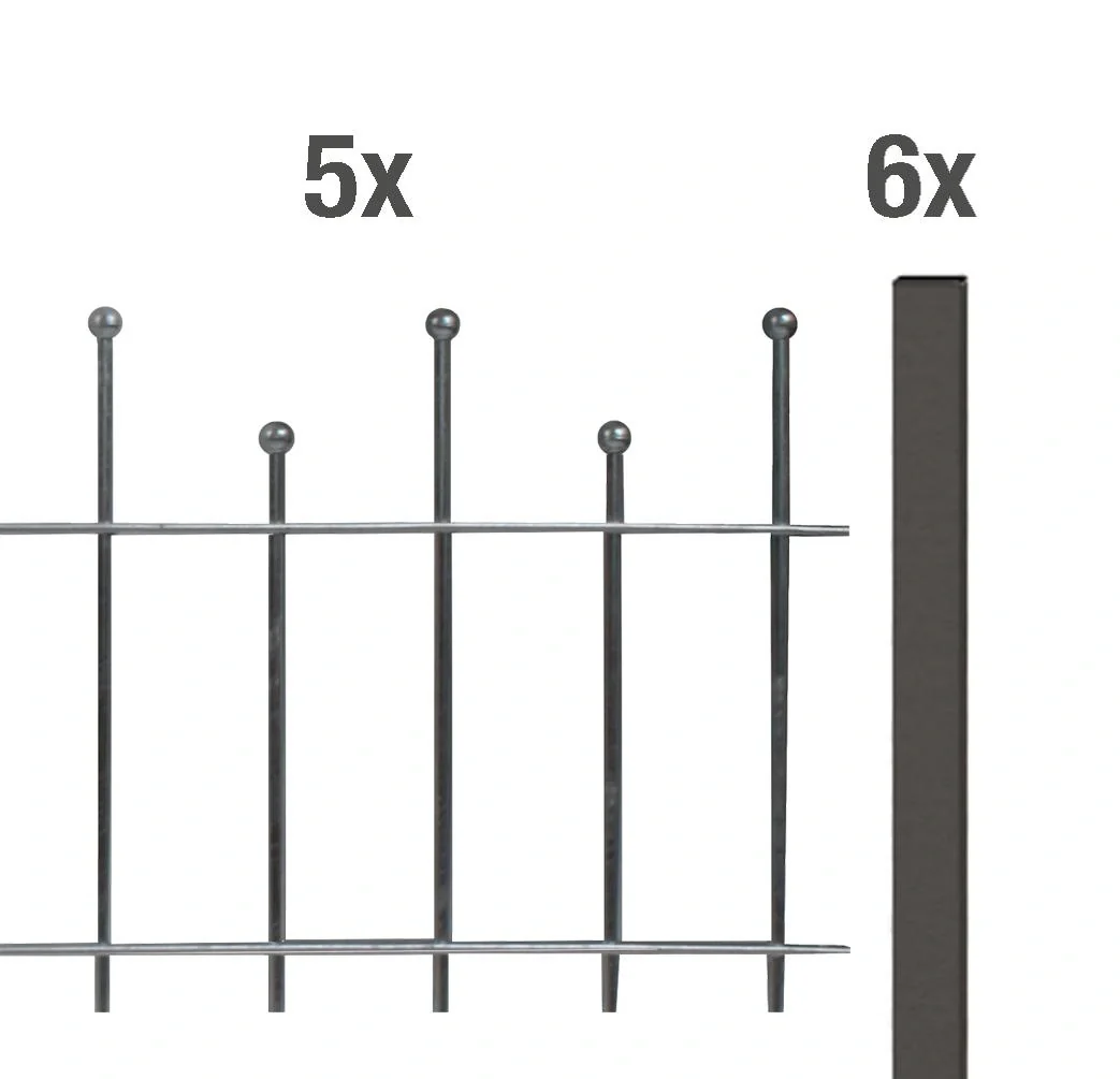 Zaunkomplettset Madrid zum Aufschrauben, anthrazit-metallic, Höhe 49,5 cm, Länge 10 m - 1