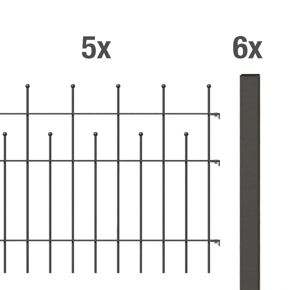 Zaunkomplettset Madrid zum Aufschrauben, anthrazit-metallic, Höhe 98,5 cm, Länge 10 m - 2