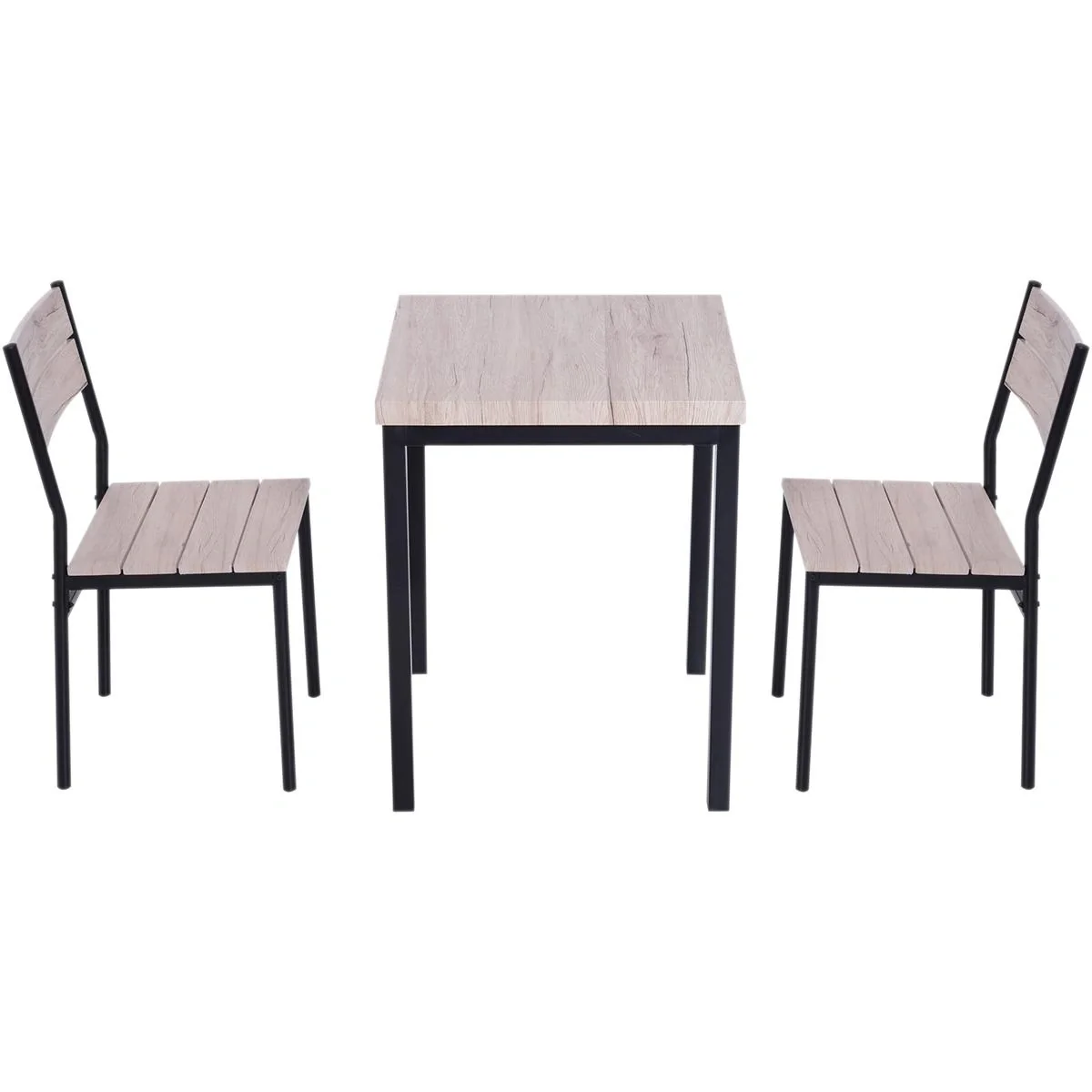 Esstisch-Set mit 1 Tisch und 2 Stühlen Naturholzoptik/schwarz - 9
