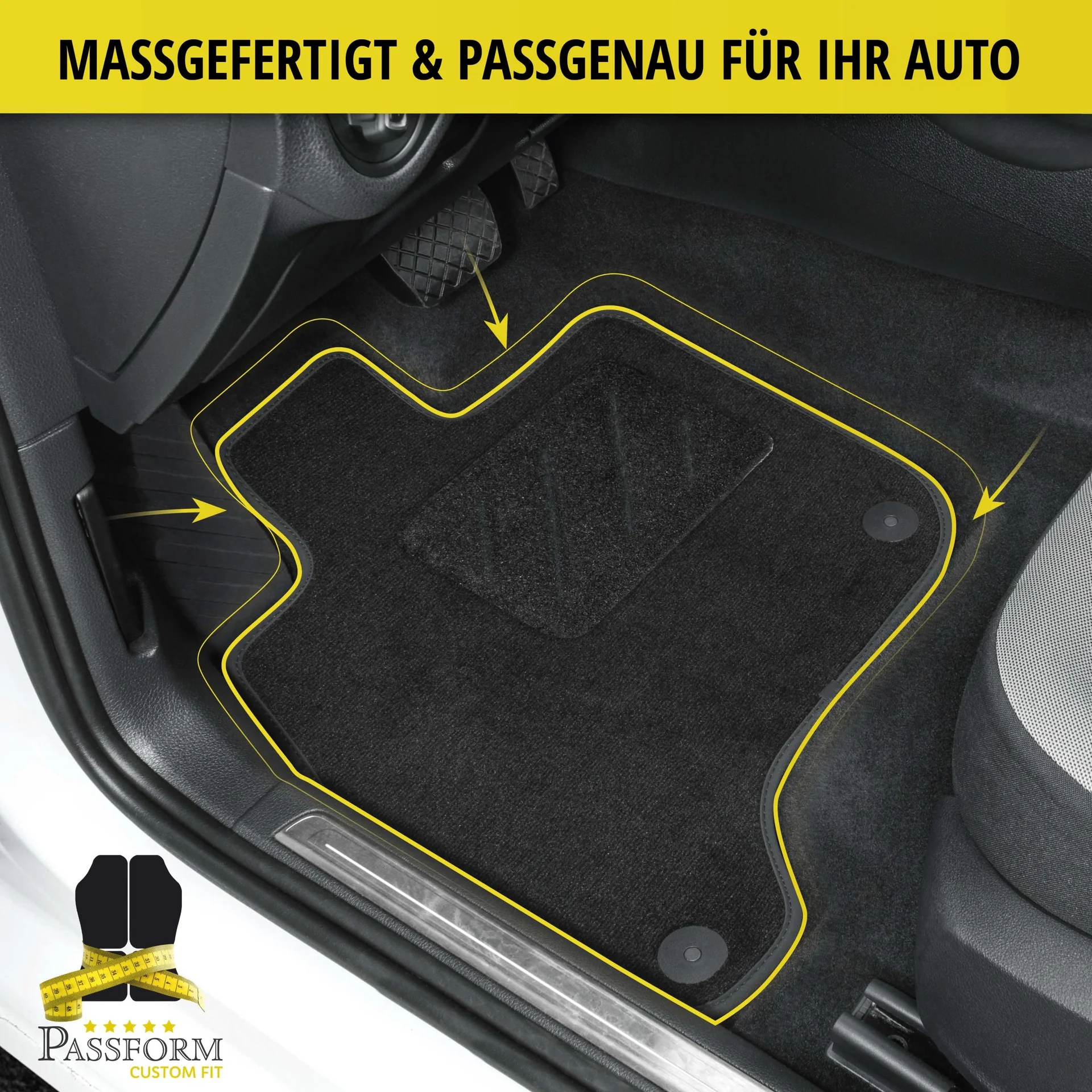 Passform Premium Fußmatten für BMW 1er (E81) 3-Türer BJ 09/2006 - 09/2012, 1er Coupe (E82) BJ 10/2006 - 10/2013 - 6