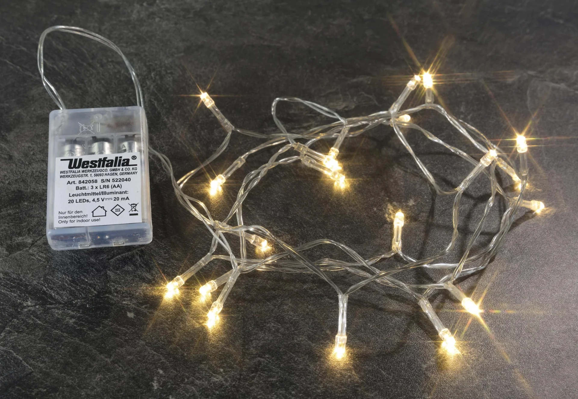 LED Lichterkette mit 20 warmweißen LEDs, batteriebetrieben - 3