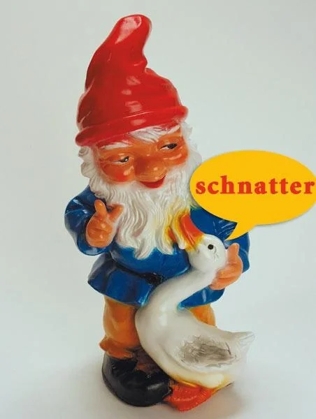 Zwerg mit Gans - mit Bewegungsmelder, schnatternd, 32 cm - 1