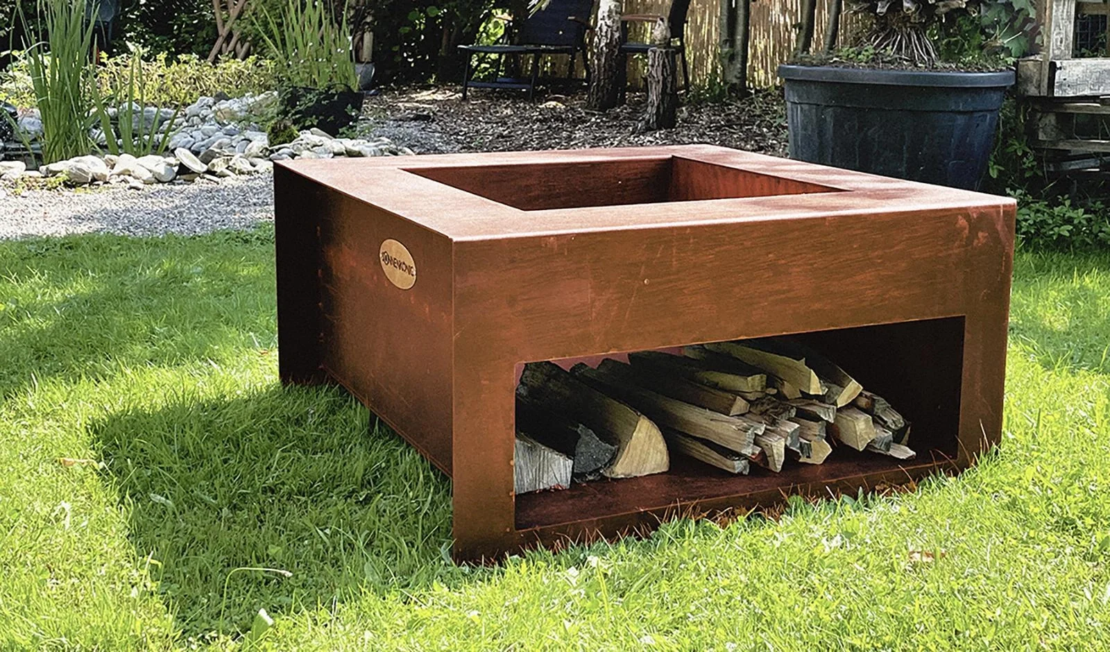 Feuerschale - Bellow mit Holzablage - 3