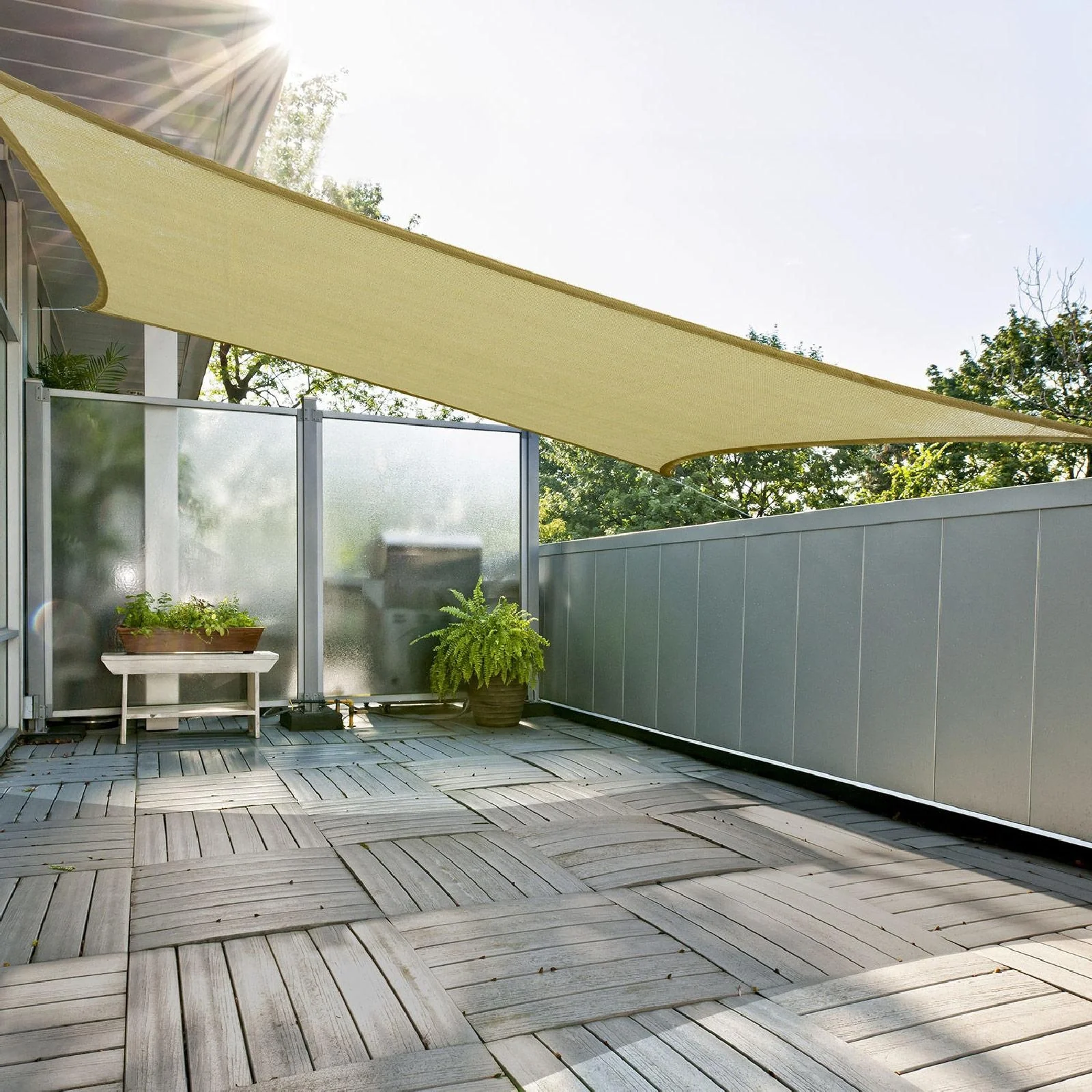 Sonnensegel (3x3m sand) Rechtecke HDPE - atmungsaktiv - 2