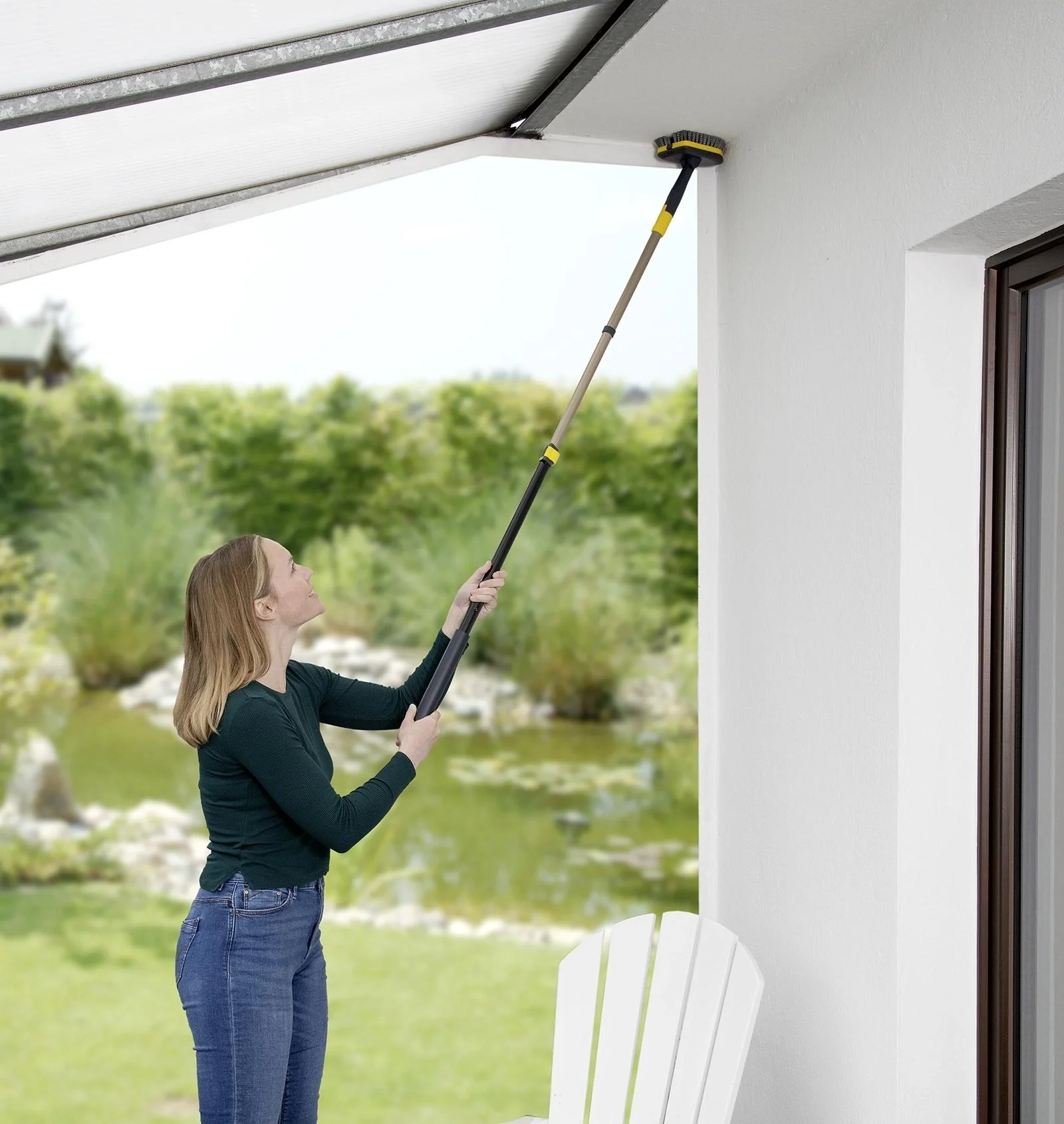 2 in 1 In- und Outdoor-Wischer, mit Teleskopstiel und 2 Aufsätzen - 10