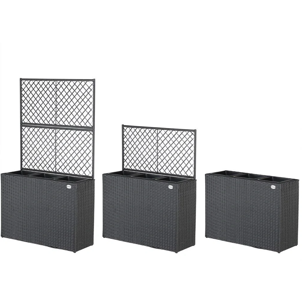 Polyrattan Pflanzgefäß mit Spalier Schwarz - 2