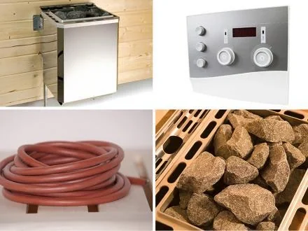 Technikpaket für Saunahaus Serie 533, 9,0 KW Ofen mit Anschlußkabel und Steuergerät - 1