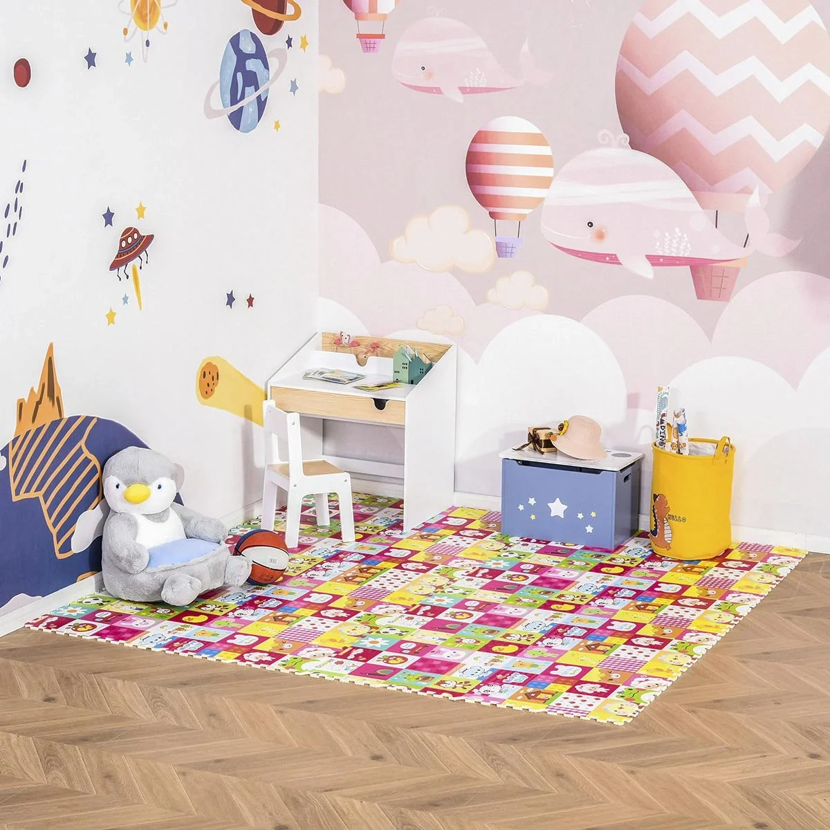 Puzzlematte für Babys Kinder Spielmatte spiel erziehung klappbar EVA foam Tiere Muster 61,5 x 61,5 cm - 4