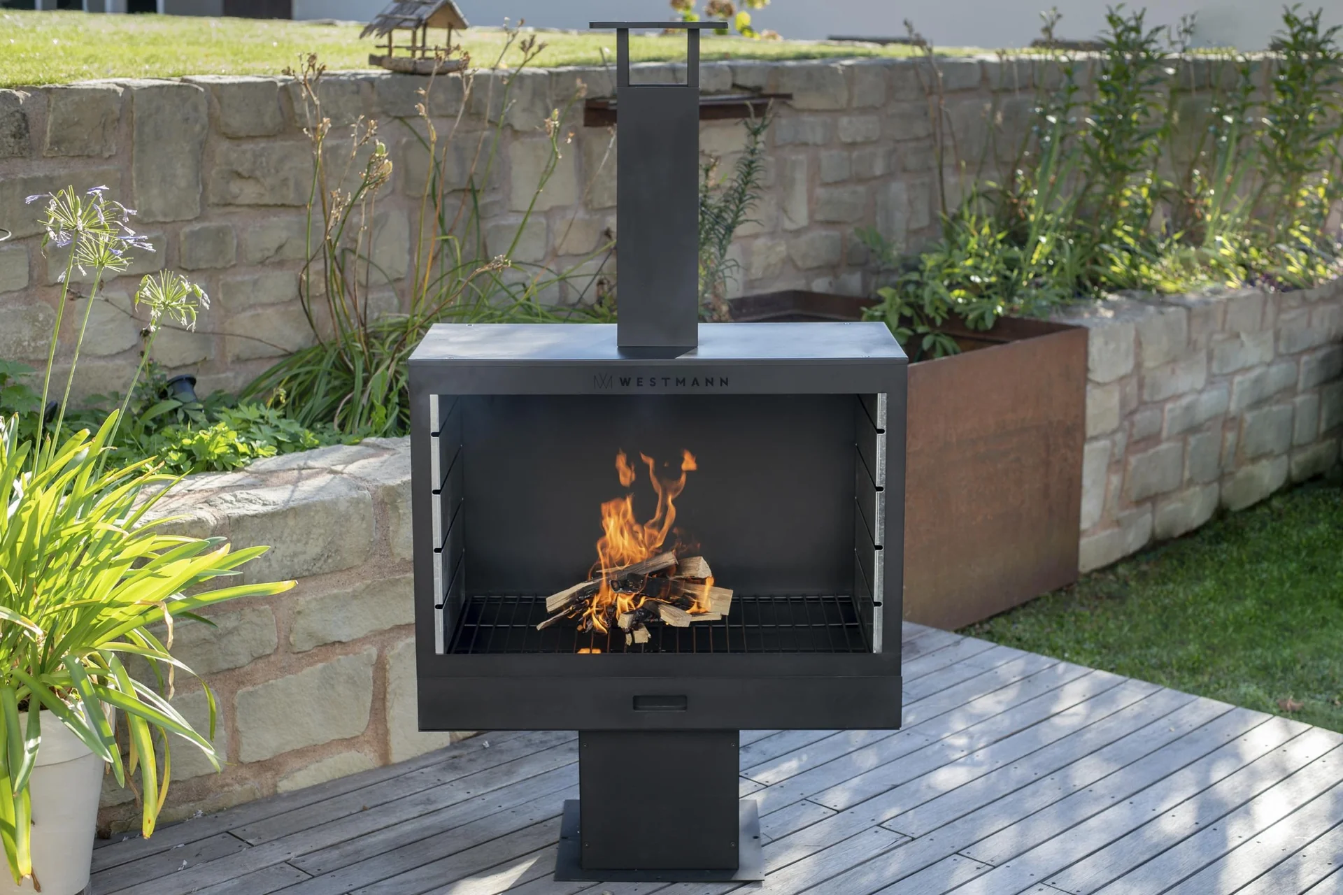 Grill und Kaminofen schwarz - 1