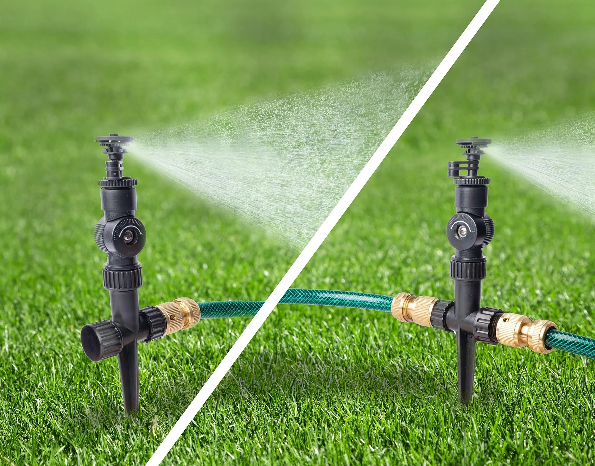 Wassersparender Rasensprenkler, 180° Schwenkkopf - 6