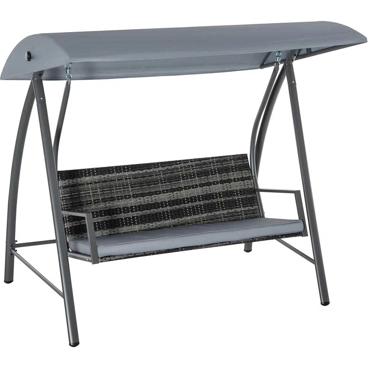 Hollywood Schaukelsofa mit Sonnendach für 3 Personen, Grau, Rattan, 198 x 124 x 179 cm - 6