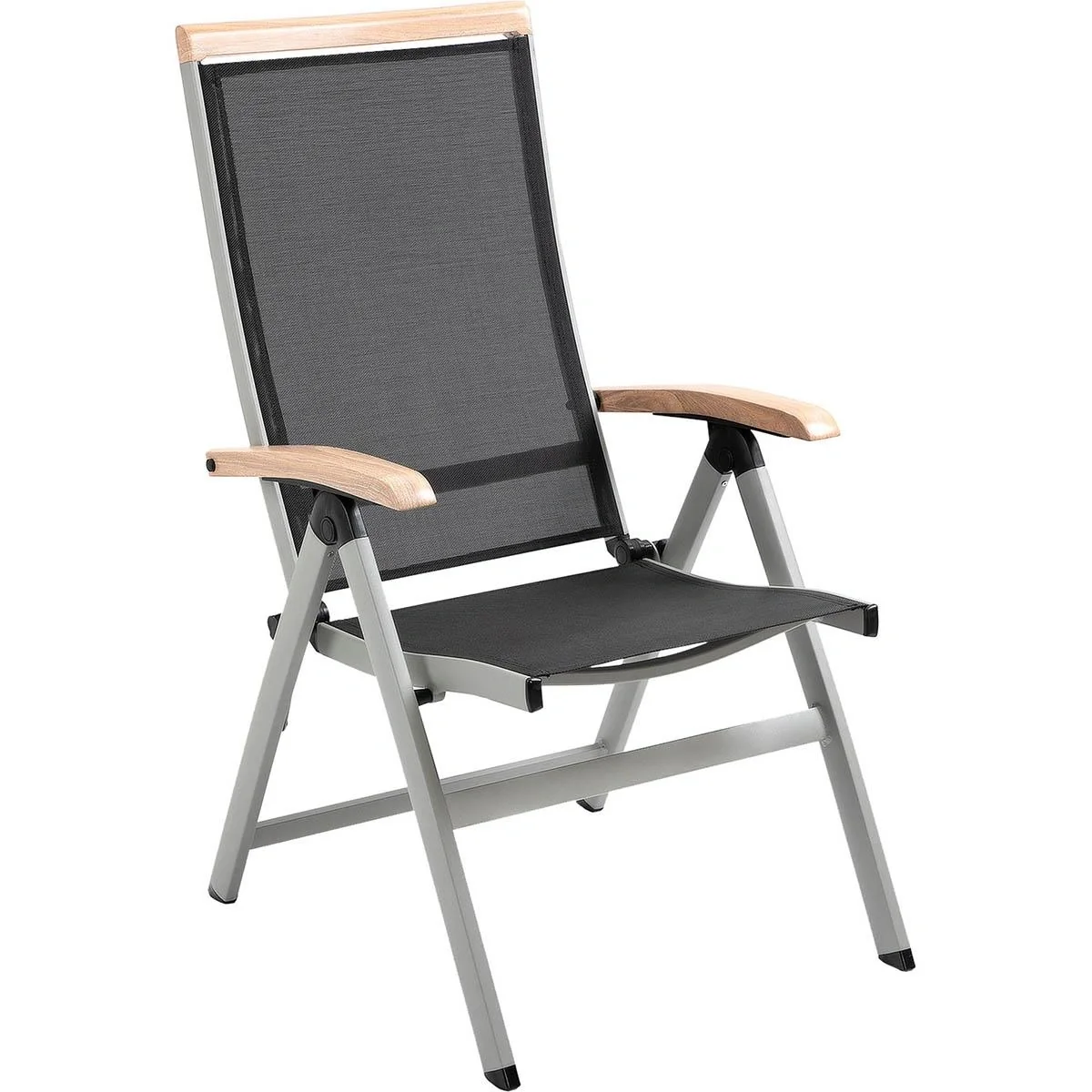 Gartenstuhl mit verstellbarer Rückenlehne - Aluminium/Mesh - Schwarz/Silber - 61 x 64 x 112 cm - 6