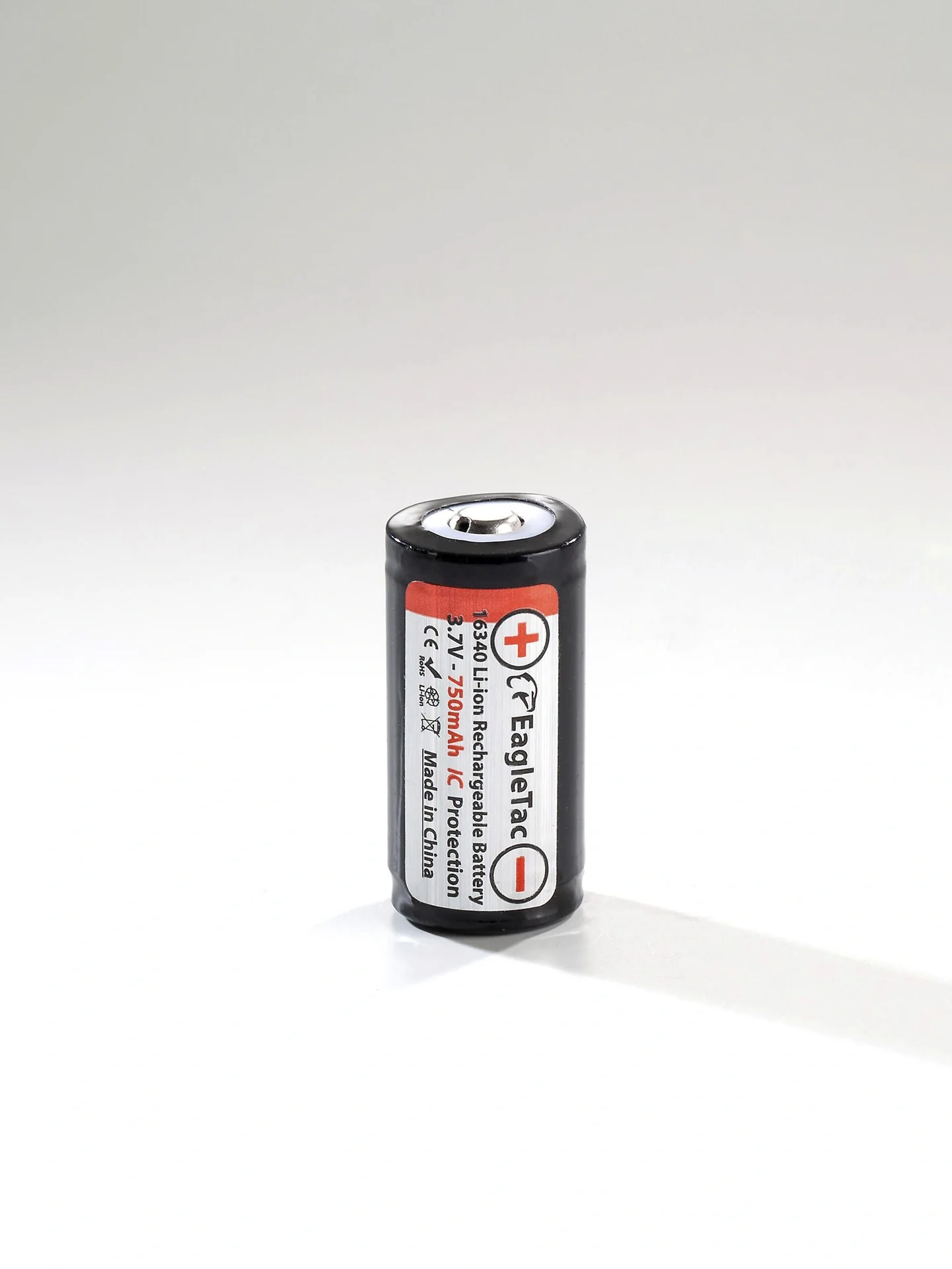 EagleTac Li-Ion Akku 16340 - CR123 mit Schutzschaltung, 750mAh, 3,7V - 3